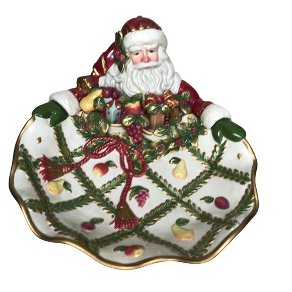 Fitz And Floyd Renaissance Santa Server Hand-Painted 12 1/2" Christmas Dish - Picture 1 of 14